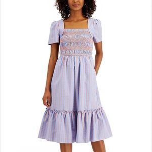 Tahari ASL Blue and Pink Midi Dress